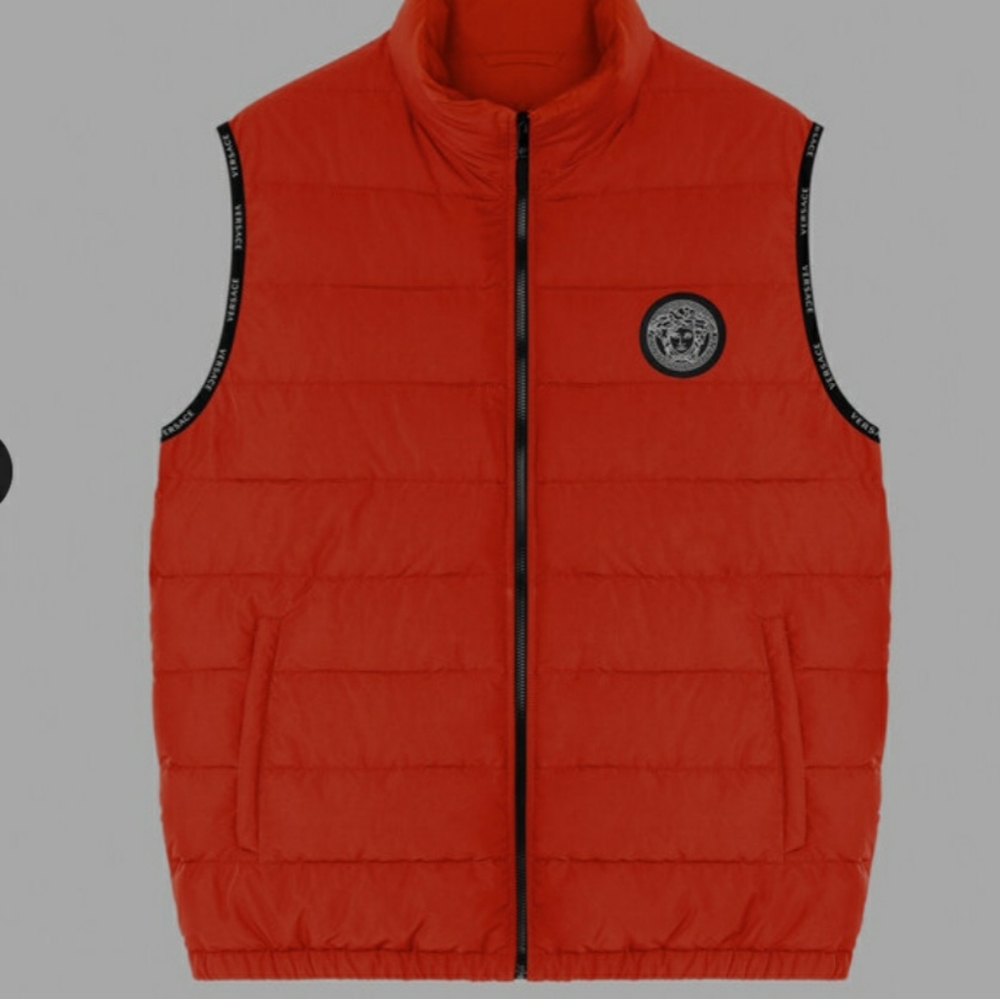 Versace red puffer vest